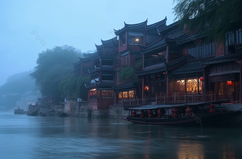 清晨宁静的湖南省凤凰古城,高清,摄影图,摄影图片,图片大全,摄影图免费下载